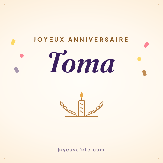Image carrée « Joyeux anniversaire Toma » pour WhatsApp