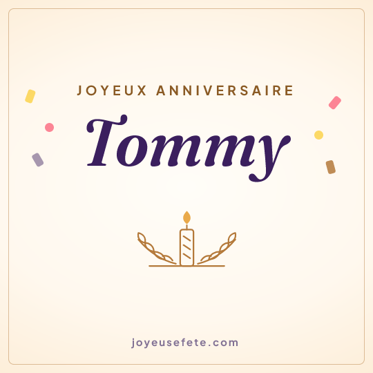 Image carrée « Joyeux anniversaire Tommy » pour WhatsApp