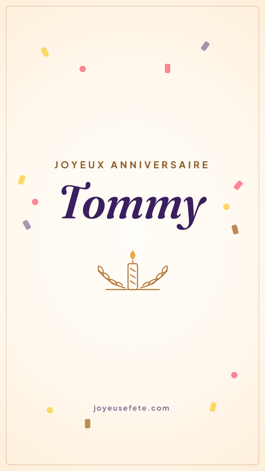 Image « Joyeux anniversaire Tommy » au format story