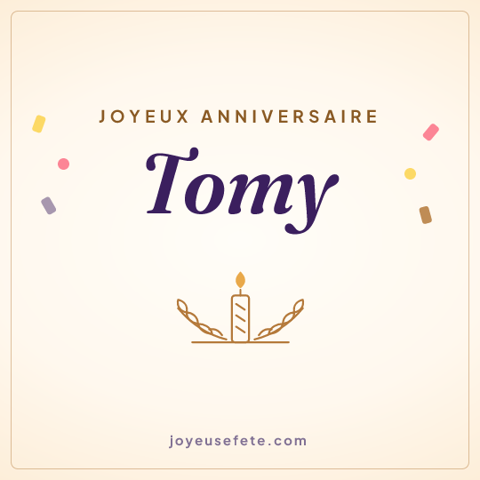 Image carrée « Joyeux anniversaire Tomy » pour WhatsApp