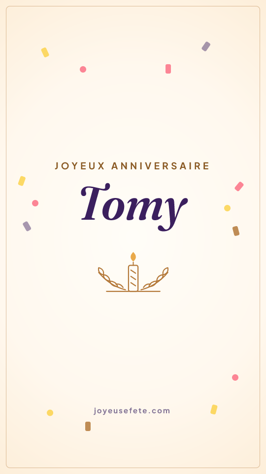 Image « Joyeux anniversaire Tomy » au format story