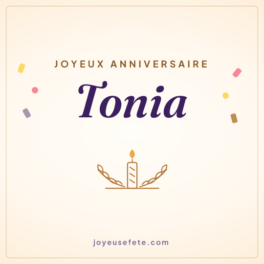 Image carrée « Joyeux anniversaire Tonia » pour WhatsApp