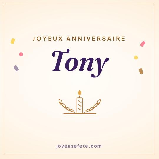 Image carrée « Joyeux anniversaire Tony » pour WhatsApp