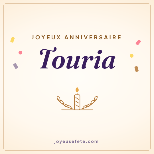 Image carrée « Joyeux anniversaire Touria » pour WhatsApp