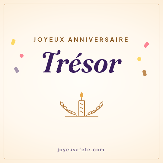 Image carrée « Joyeux anniversaire Trésor » pour WhatsApp