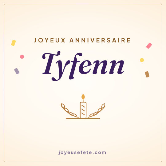 Image carrée « Joyeux anniversaire Tyfenn » pour WhatsApp