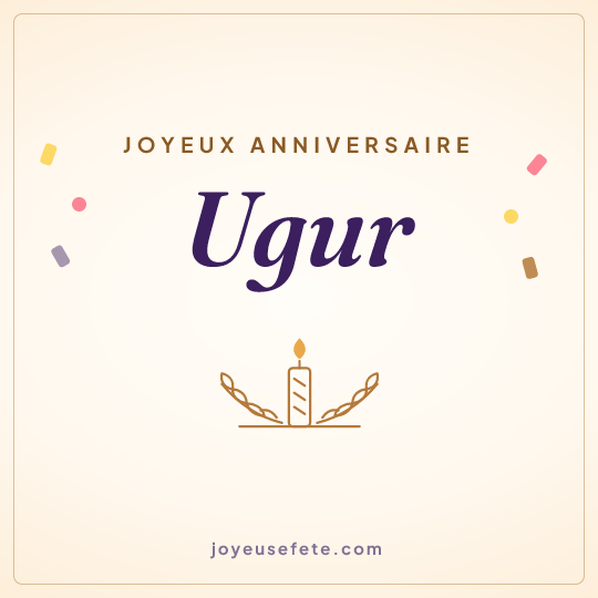 Image carrée « Joyeux anniversaire Ugur » pour WhatsApp