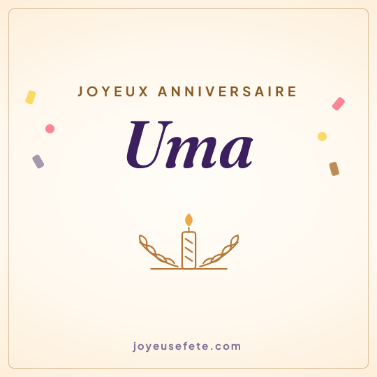 Image carrée « Joyeux anniversaire Uma » pour WhatsApp