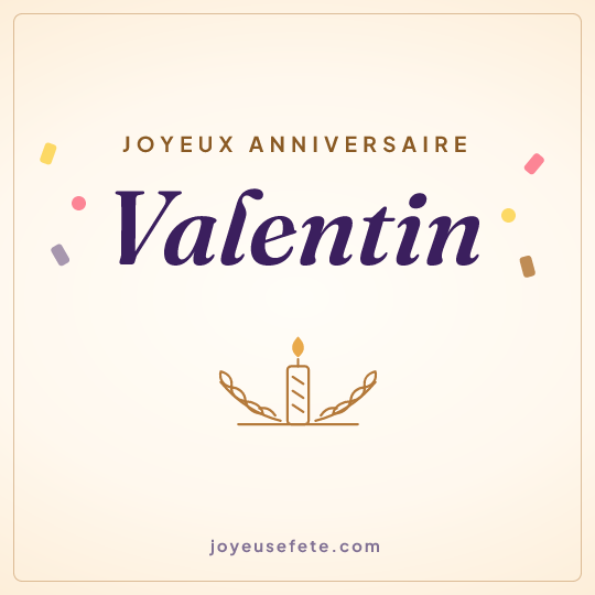 Image carrée « Joyeux anniversaire Valentin » pour WhatsApp