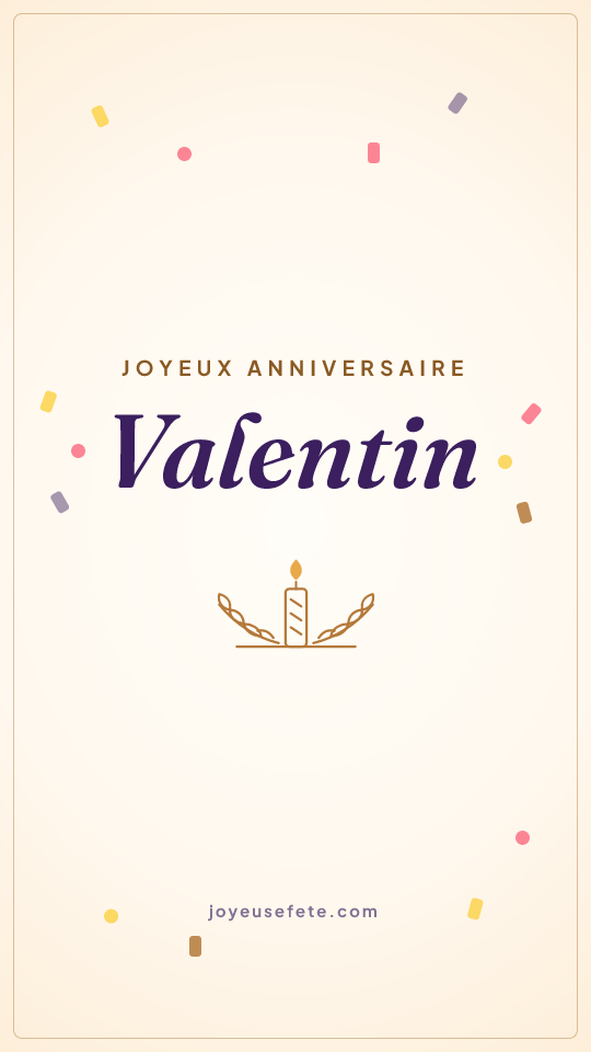 Image « Joyeux anniversaire Valentin » au format story