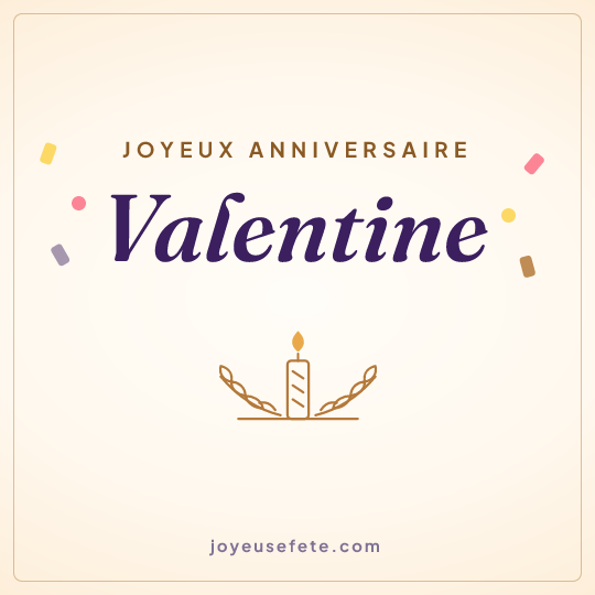 Image carrée « Joyeux anniversaire Valentine » pour WhatsApp