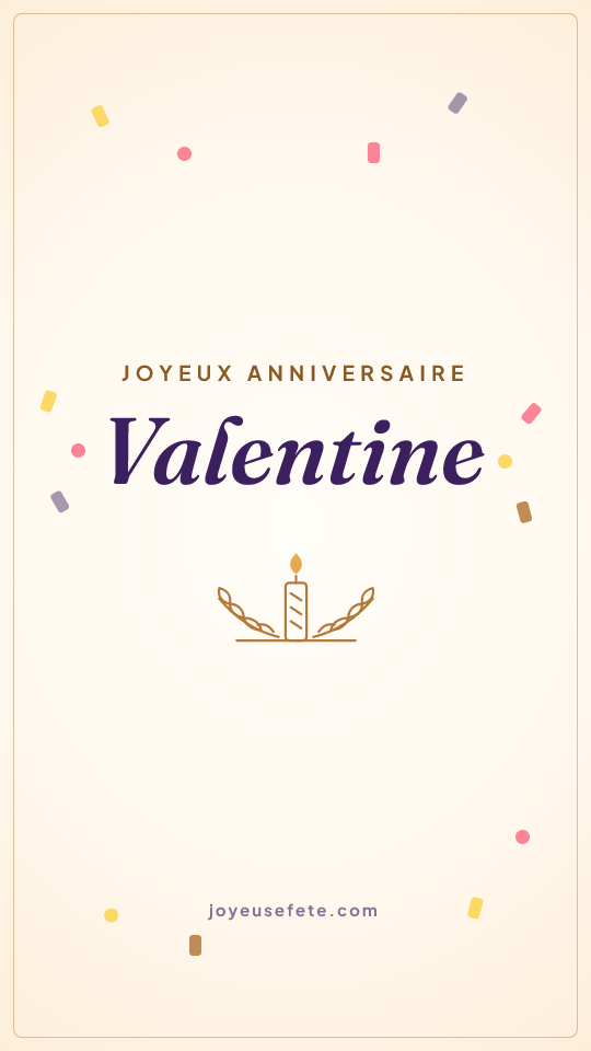 Image « Joyeux anniversaire Valentine » au format story
