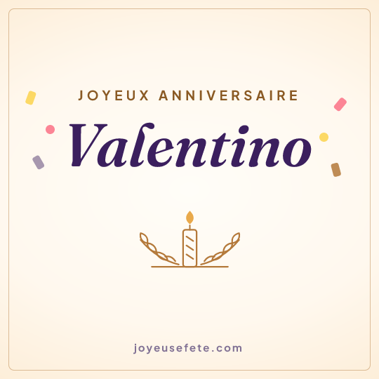 Image carrée « Joyeux anniversaire Valentino » pour WhatsApp