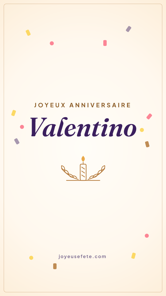 Image « Joyeux anniversaire Valentino » au format story