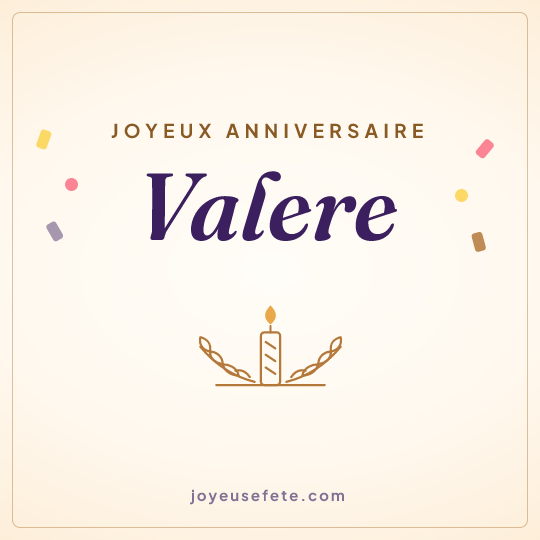 Image carrée « Joyeux anniversaire Valere » pour WhatsApp