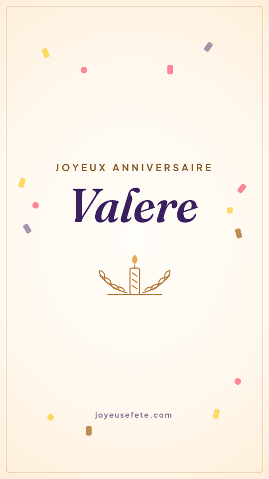 Image « Joyeux anniversaire Valere » au format story