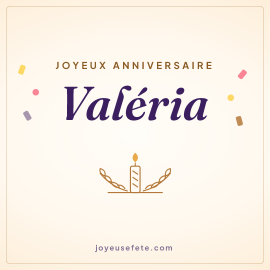 Image carrée « Joyeux anniversaire Valéria » pour WhatsApp