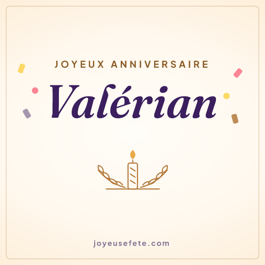 Image carrée « Joyeux anniversaire Valérian » pour WhatsApp