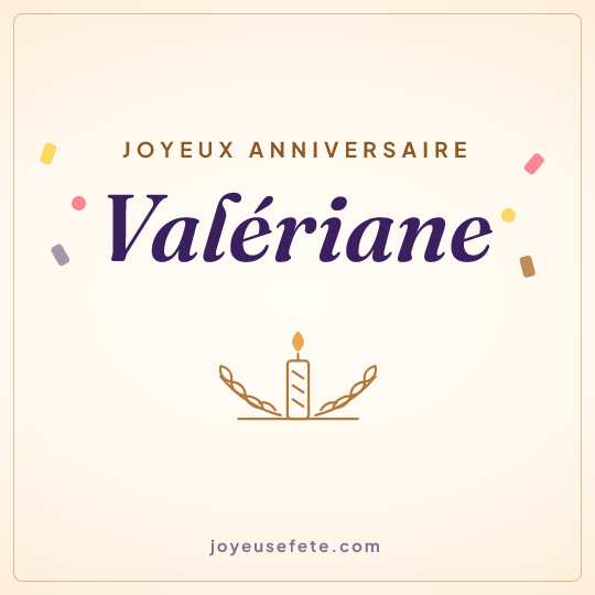 Image carrée « Joyeux anniversaire Valériane » pour WhatsApp