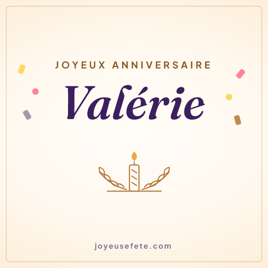 Image carrée « Joyeux anniversaire Valérie » pour WhatsApp
