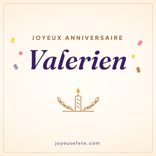 Image carrée « Joyeux anniversaire Valerien » pour WhatsApp