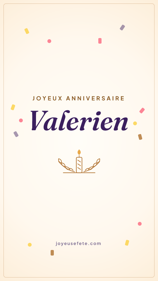 Image « Joyeux anniversaire Valerien » au format story