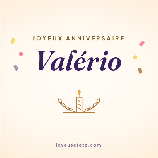 Image carrée « Joyeux anniversaire Valério » pour WhatsApp