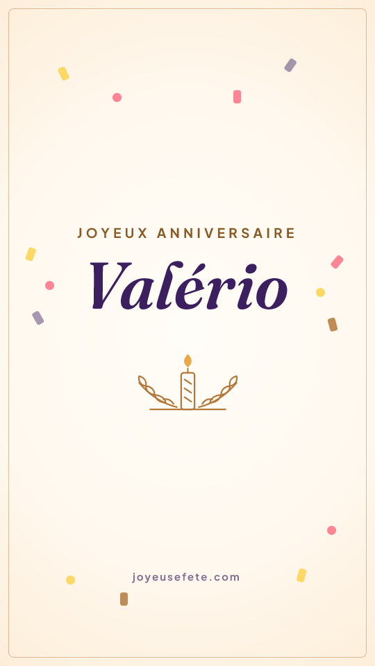 Image « Joyeux anniversaire Valério » au format story