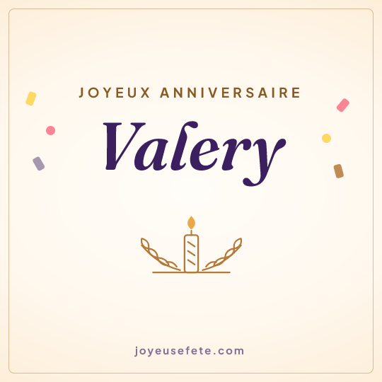 Image carrée « Joyeux anniversaire Valery » pour WhatsApp