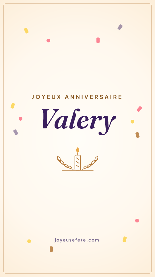 Image « Joyeux anniversaire Valery » au format story