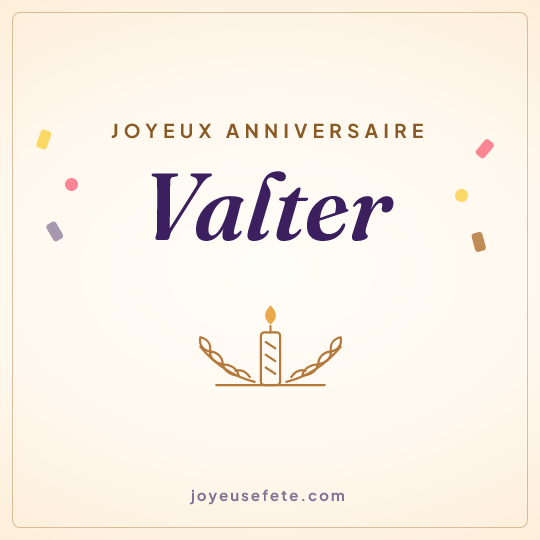 Image carrée « Joyeux anniversaire Valter » pour WhatsApp