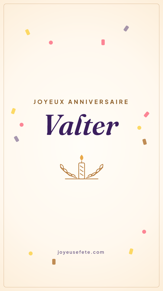 Image « Joyeux anniversaire Valter » au format story