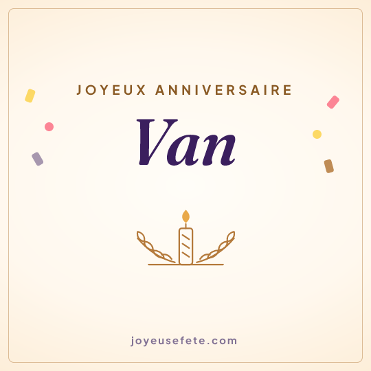 Image carrée « Joyeux anniversaire Van » pour WhatsApp
