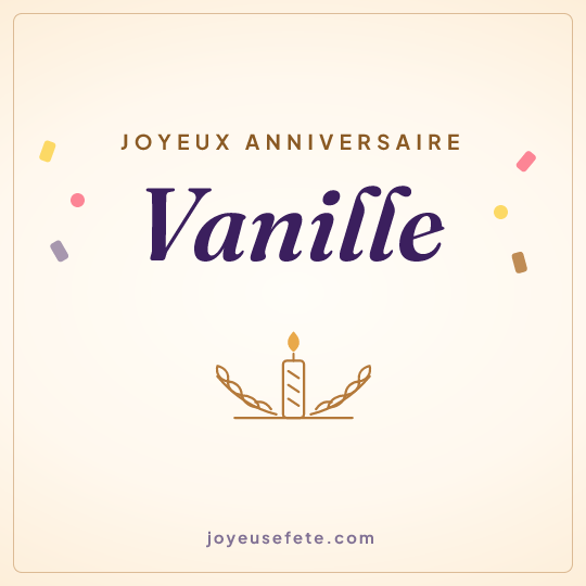 Image carrée « Joyeux anniversaire Vanille » pour WhatsApp