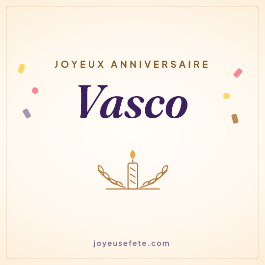 Image carrée « Joyeux anniversaire Vasco » pour WhatsApp