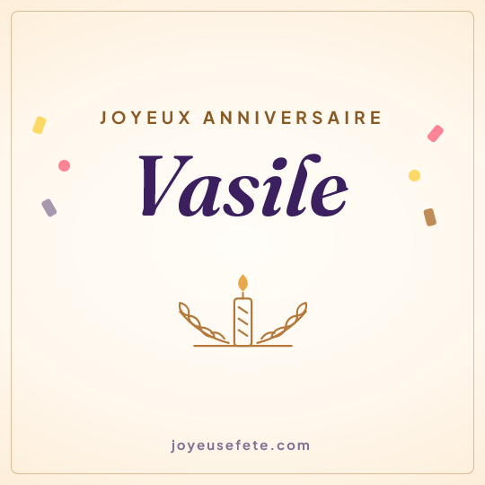 Image carrée « Joyeux anniversaire Vasile » pour WhatsApp