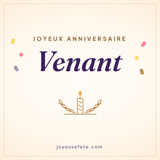 Image carrée « Joyeux anniversaire Venant » pour WhatsApp