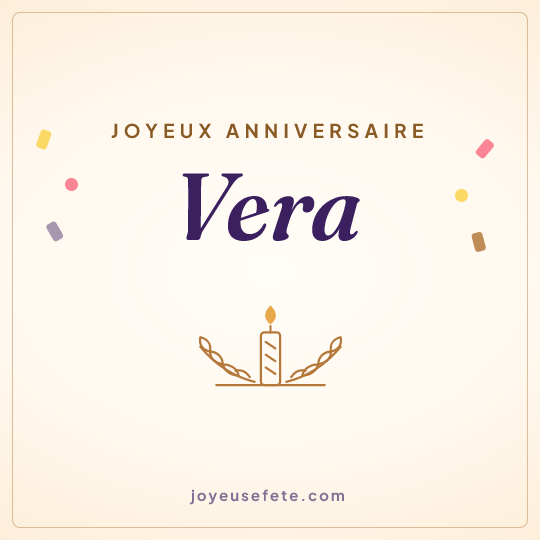 Image carrée « Joyeux anniversaire Vera » pour WhatsApp