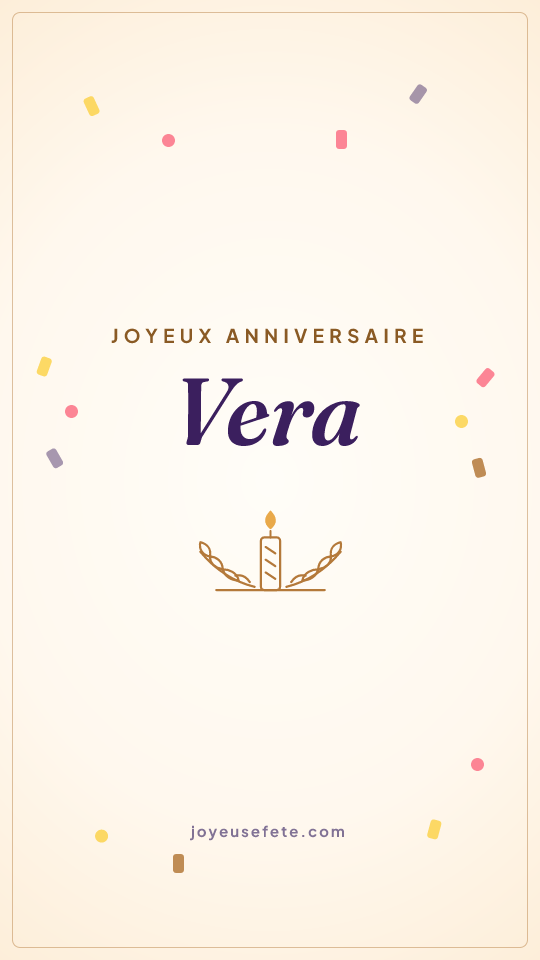Image « Joyeux anniversaire Vera » au format story