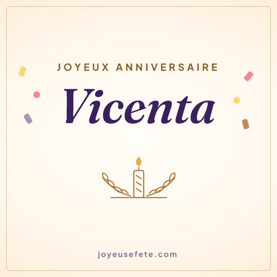 Image carrée « Joyeux anniversaire Vicenta » pour WhatsApp