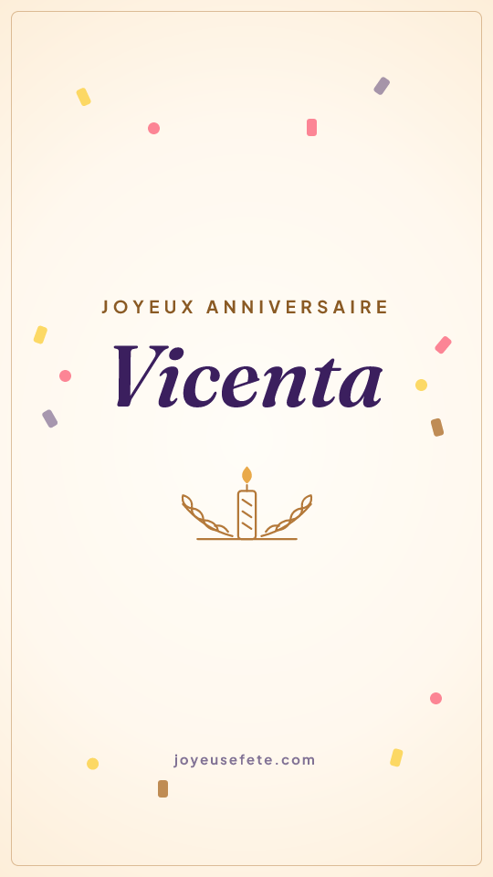 Image « Joyeux anniversaire Vicenta » au format story