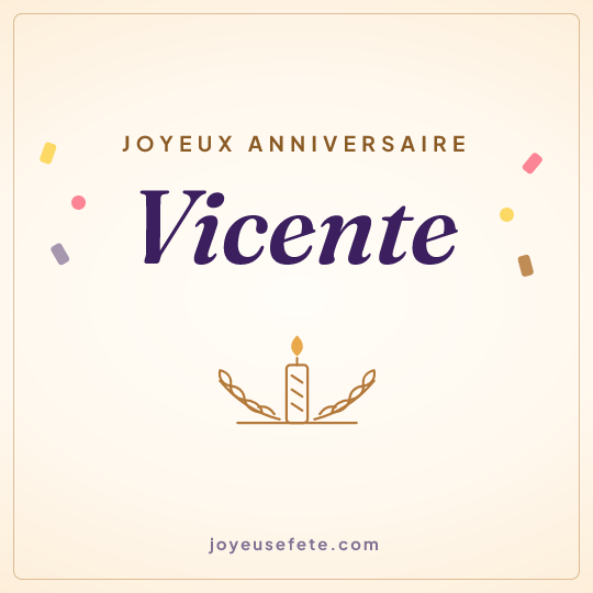 Image carrée « Joyeux anniversaire Vicente » pour WhatsApp