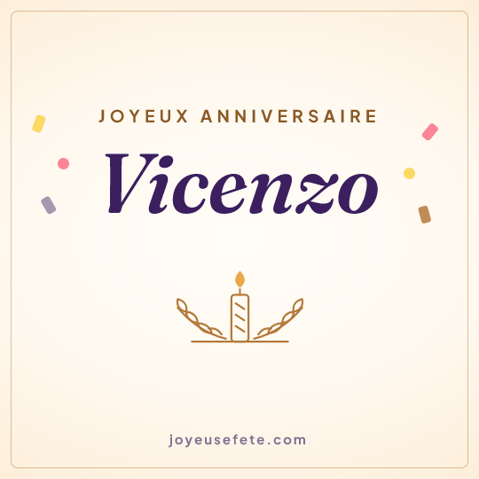 Image carrée « Joyeux anniversaire Vicenzo » pour WhatsApp