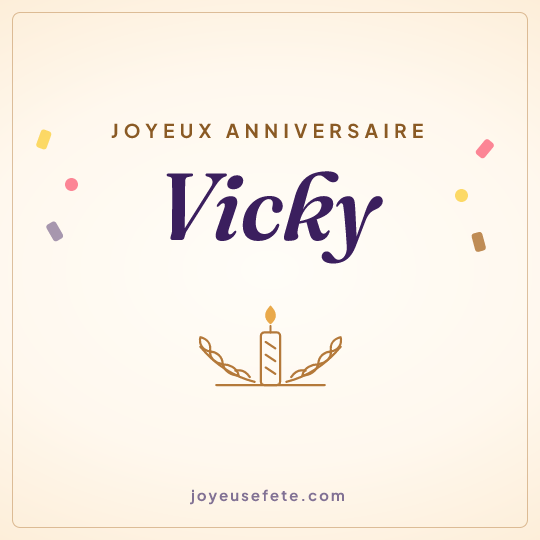 Image carrée « Joyeux anniversaire Vicky » pour WhatsApp