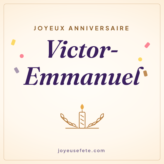 Image carrée « Joyeux anniversaire Victor-Emmanuel » pour WhatsApp