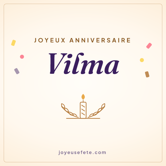 Image carrée « Joyeux anniversaire Vilma » pour WhatsApp