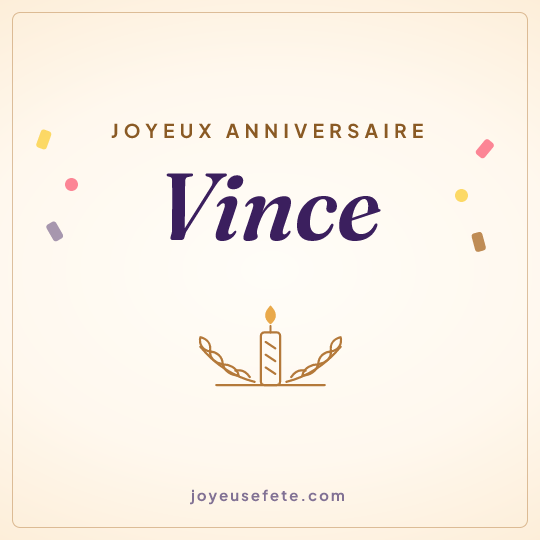Image carrée « Joyeux anniversaire Vince » pour WhatsApp