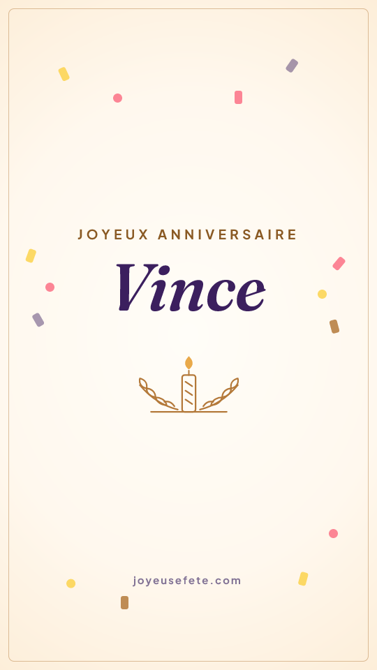 Image « Joyeux anniversaire Vince » au format story