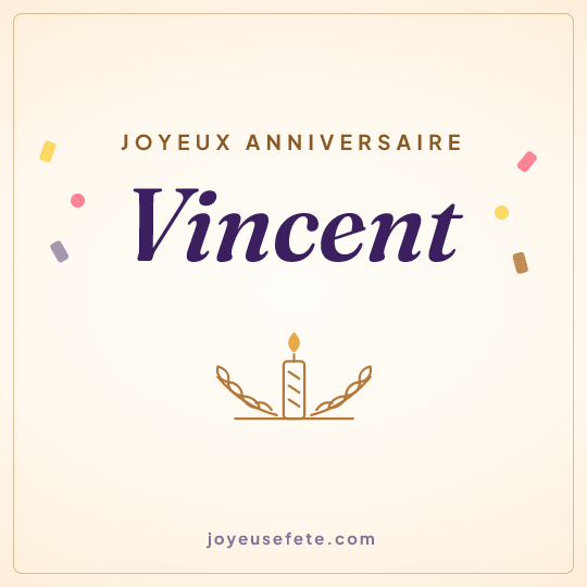 Image carrée « Joyeux anniversaire Vincent » pour WhatsApp