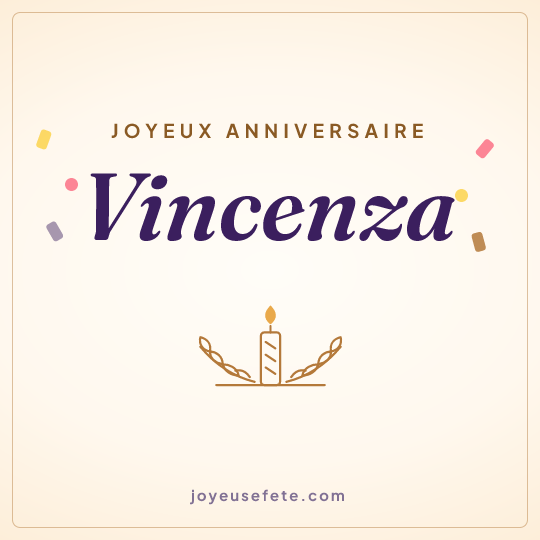 Image carrée « Joyeux anniversaire Vincenza » pour WhatsApp